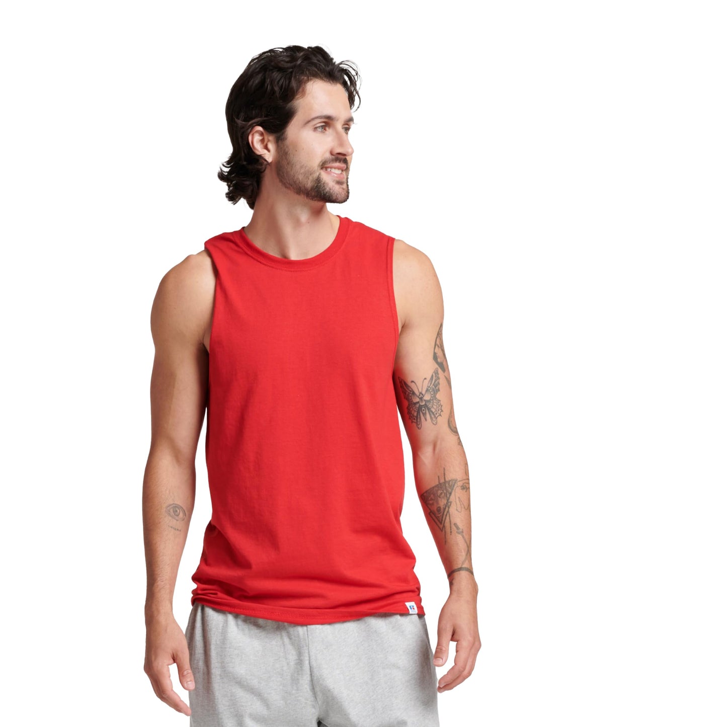 Men's Dri-Power Cotton Blend Sleeveless Muscle Shirts, Moisture Wicking Odor Protection UPF 30+, Sizes S-4X
