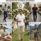 Men's Linen Shirts Slim Short Sleeve Textured Button Down Dress Shirt Breathable Casual Summer Beach Vacation Wedding Tops