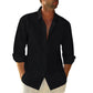 Linen Cotton Button Down Shirts for Men, Casual Long Sleeve Regular Fit Beach Shirts with Pocket