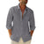Linen Cotton Button Down Shirts for Men, Casual Long Sleeve Regular Fit Beach Shirts with Pocket