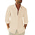 Linen Cotton Button Down Shirts for Men, Casual Long Sleeve Regular Fit Beach Shirts with Pocket