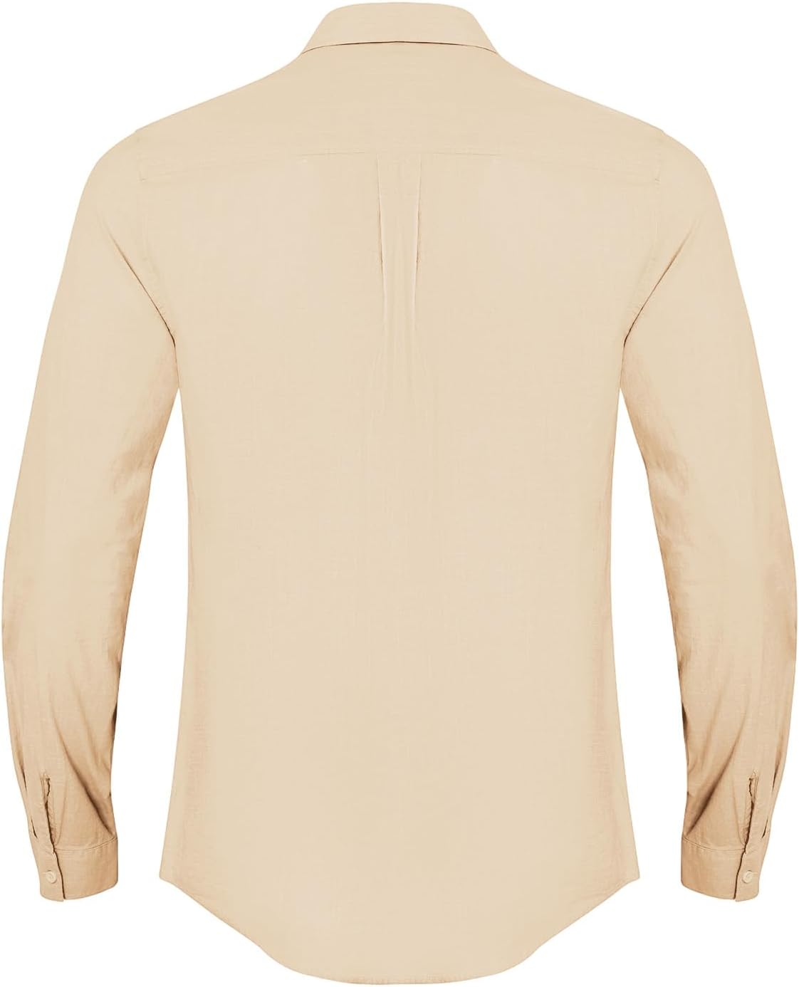 Linen Cotton Button Down Shirts for Men, Casual Long Sleeve Regular Fit Beach Shirts with Pocket