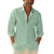 Linen Cotton Button Down Shirts for Men, Casual Long Sleeve Regular Fit Beach Shirts with Pocket