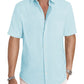 Men's Casual Stylish Short Sleeve Button-Up Striped Dress Shirt Cotton Beach Shirts
