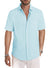 Men's Casual Stylish Short Sleeve Button-Up Striped Dress Shirt Cotton Beach Shirts