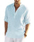 Cotton Linen Henley T-Shirt for Men, Long Sleeve Hippie Casual Beach T-Shirts