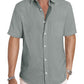 Men's Casual Stylish Short Sleeve Button-Up Striped Dress Shirt Cotton Beach Shirts