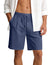 Men's Linen Cotton Shorts, Lightweight Breathable Casual Shorts for Summer Beach Vacation Yoga