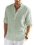 Cotton Linen Henley T-Shirt for Men, Long Sleeve Hippie Casual Beach T-Shirts