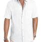 Men's Casual Stylish Short Sleeve Button-Up Striped Dress Shirt Cotton Beach Shirts