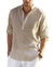 Cotton Linen Henley T-Shirt for Men, Long Sleeve Hippie Casual Beach T-Shirts