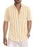 Men's Casual Stylish Short Sleeve Button-Up Striped Dress Shirt Cotton Beach Shirts