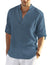 Cotton Linen Henley T-Shirt for Men, Long Sleeve Hippie Casual Beach T-Shirts