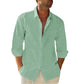 Linen Cotton Button Down Shirts for Men, Casual Long Sleeve Regular Fit Beach Shirts with Pocket