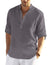Cotton Linen Henley T-Shirt for Men, Long Sleeve Hippie Casual Beach T-Shirts
