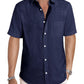Men's Casual Stylish Short Sleeve Button-Up Striped Dress Shirt Cotton Beach Shirts