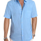 Men's Casual Stylish Short Sleeve Button-Up Striped Dress Shirt Cotton Beach Shirts