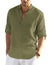 Cotton Linen Henley T-Shirt for Men, Long Sleeve Hippie Casual Beach T-Shirts