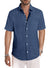 Men's Casual Stylish Short Sleeve Button-Up Striped Dress Shirt Cotton Beach Shirts