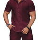 Waffle Knit 2 Piece Outfits for Men, Button Down Shirt and Shorts Set