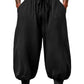 Casual Elastic Waist Drawstring Baggy Pants, Cotton Linen Loose Boho Yoga Beach Trousers