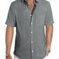 Men's Casual Stylish Short Sleeve Button-Up Striped Dress Shirt Cotton Beach Shirts