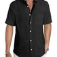 Men's Casual Stylish Short Sleeve Button-Up Striped Dress Shirt Cotton Beach Shirts