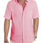 Men's Casual Stylish Short Sleeve Button-Up Striped Dress Shirt Cotton Beach Shirts