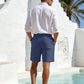 Men's Linen Cotton Shorts, Lightweight Breathable Casual Shorts for Summer Beach Vacation Yoga