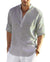 Cotton Linen Henley T-Shirt for Men, Long Sleeve Hippie Casual Beach T-Shirts