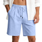 Men's Linen Cotton Shorts, Lightweight Breathable Casual Shorts for Summer Beach Vacation Yoga