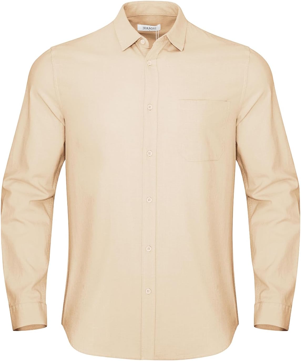 Linen Cotton Button Down Shirts for Men, Casual Long Sleeve Regular Fit Beach Shirts with Pocket