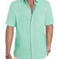 Men's Casual Stylish Short Sleeve Button-Up Striped Dress Shirt Cotton Beach Shirts