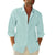 Linen Cotton Button Down Shirts for Men, Casual Long Sleeve Regular Fit Beach Shirts with Pocket