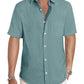 Men's Casual Stylish Short Sleeve Button-Up Striped Dress Shirt Cotton Beach Shirts
