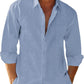 Linen Cotton Button Down Shirts for Men, Casual Long Sleeve Regular Fit Beach Shirts with Pocket