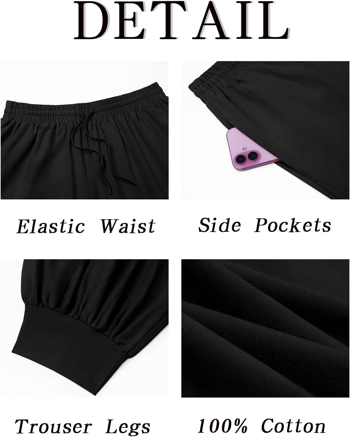 Casual Elastic Waist Drawstring Baggy Pants, Cotton Linen Loose Boho Yoga Beach Trousers