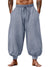 Casual Elastic Waist Drawstring Baggy Pants, Cotton Linen Loose Boho Yoga Beach Trousers