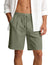 Men's Linen Cotton Shorts, Lightweight Breathable Casual Shorts for Summer Beach Vacation Yoga