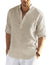 Cotton Linen Henley T-Shirt for Men, Long Sleeve Hippie Casual Beach T-Shirts