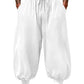 Casual Elastic Waist Drawstring Baggy Pants, Cotton Linen Loose Boho Yoga Beach Trousers