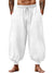 Casual Elastic Waist Drawstring Baggy Pants, Cotton Linen Loose Boho Yoga Beach Trousers
