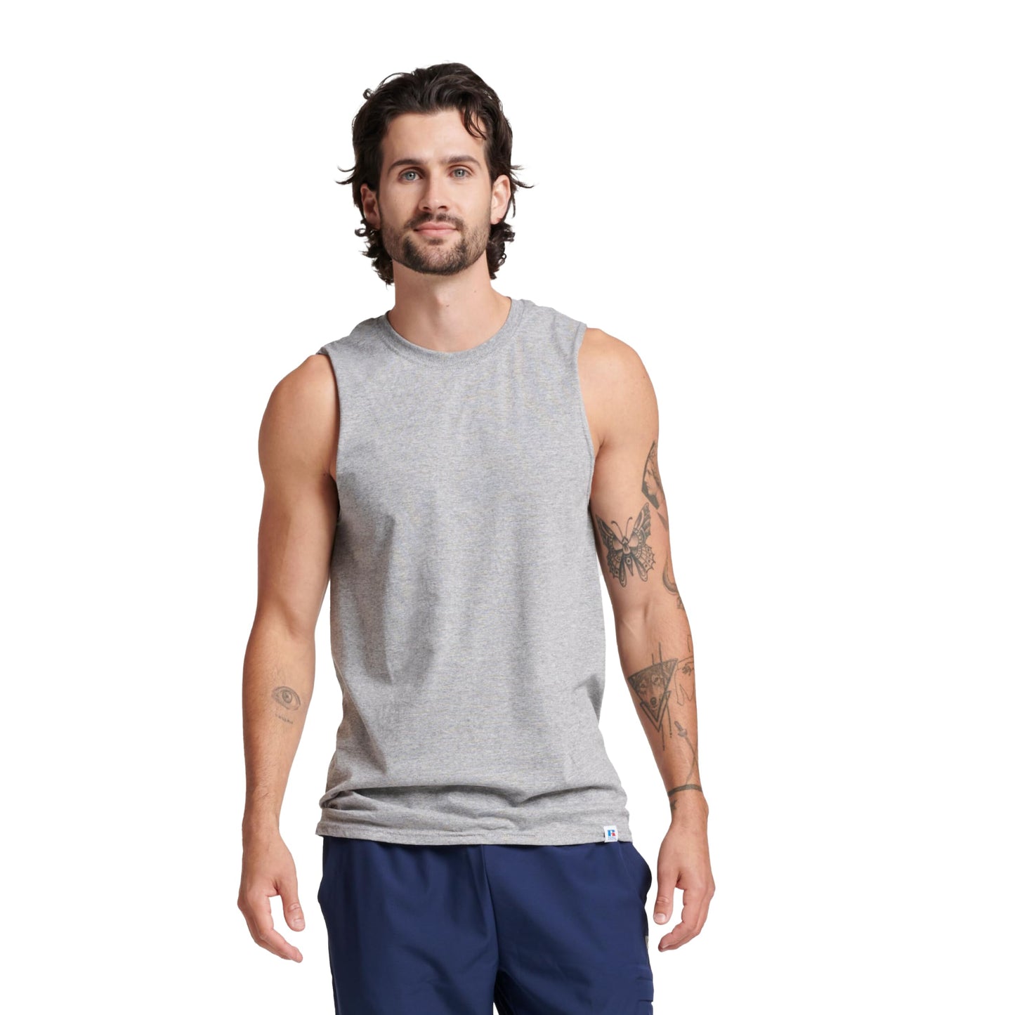 Men's Dri-Power Cotton Blend Sleeveless Muscle Shirts, Moisture Wicking Odor Protection UPF 30+, Sizes S-4X