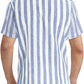Men's Casual Stylish Short Sleeve Button-Up Striped Dress Shirt Cotton Beach Shirts