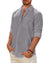 Mens Linen Textured Shirt Long Sleeve Casual Cotton Solid Regular Fit Wedding Summer Beach Button Down Shirt