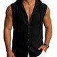 Mens Linen Sleeveless Hoodies Button Down Tank Shirt Summer Casual Beach Lightweight Hawaiian Fashion Tops