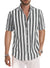 Men's Casual Stylish Short Sleeve Button-Up Striped Dress Shirt Cotton Beach Shirts