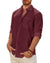 Mens Linen Textured Shirt Long Sleeve Casual Cotton Solid Regular Fit Wedding Summer Beach Button Down Shirt