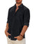 Mens Linen Textured Shirt Long Sleeve Casual Cotton Solid Regular Fit Wedding Summer Beach Button Down Shirt