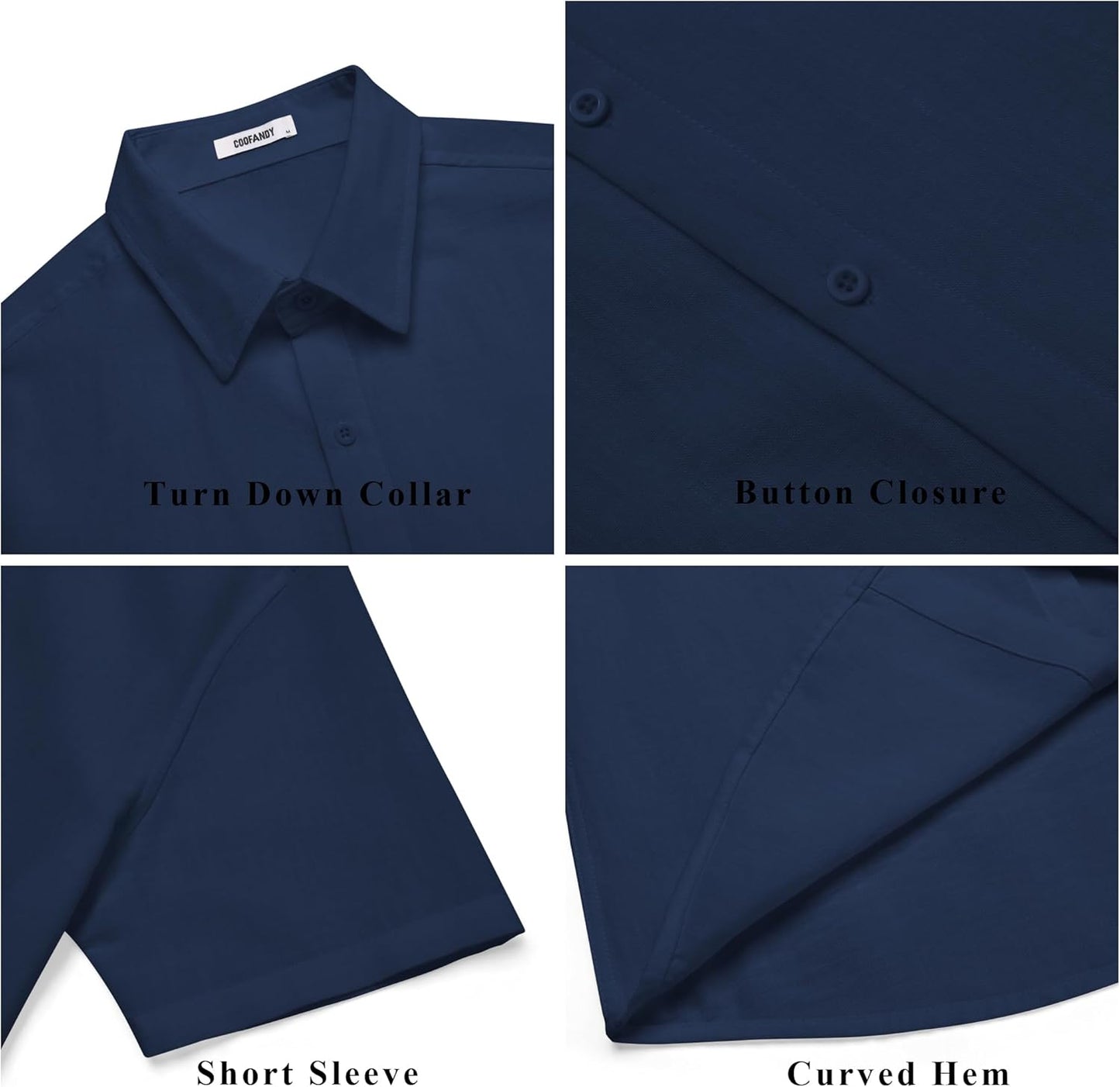 Men's Short Sleeve Button Down Casual Shirt, Lightweight Summer Shirts for Beach, Wedding, Vacation